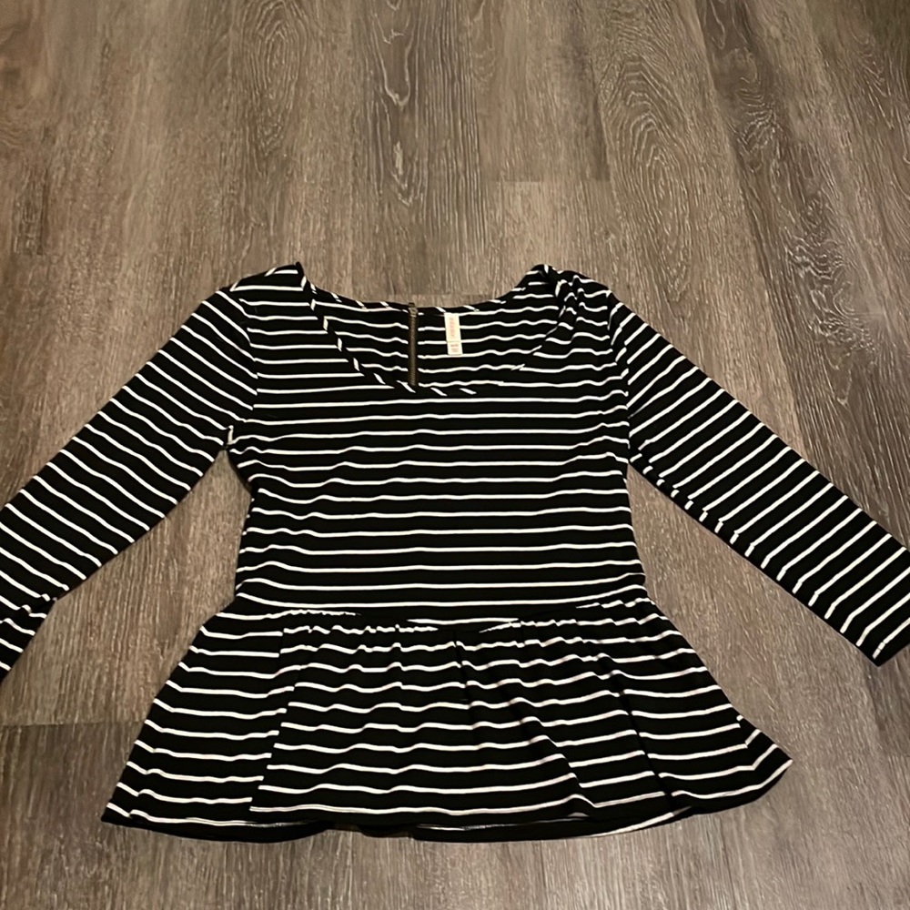 Black & white striped blouse